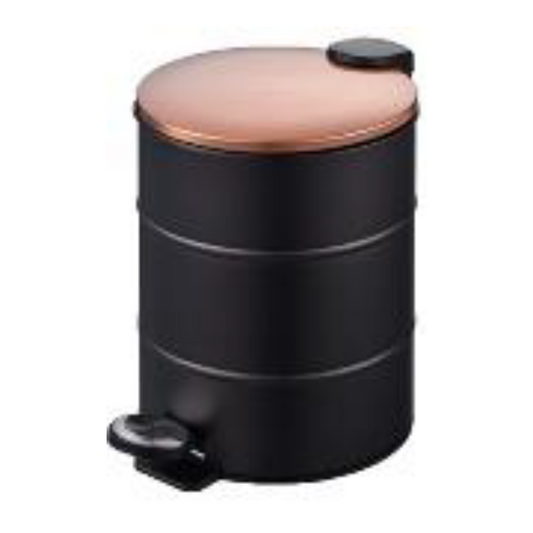 Papelera de Pedal 5 Lt Redonda Acero - Tapa Cobre