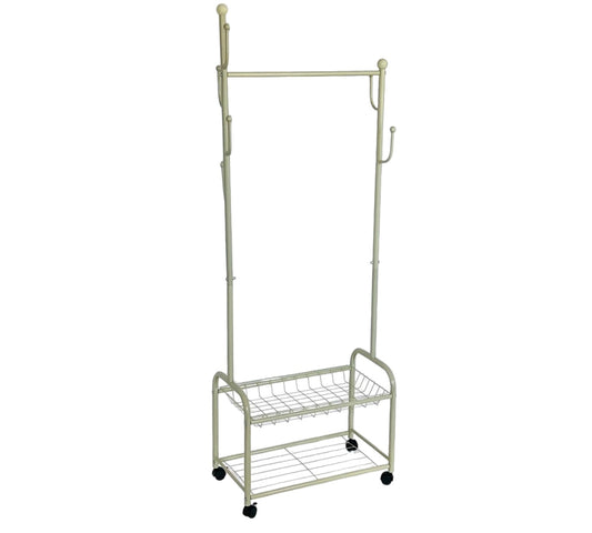 perchero multiusos con zapatero y ganchos pequeños