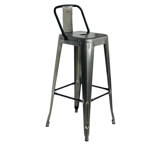 TABURETE METALICO TOLIX CON ESPALDAR SIN PINTURA x4 unidades