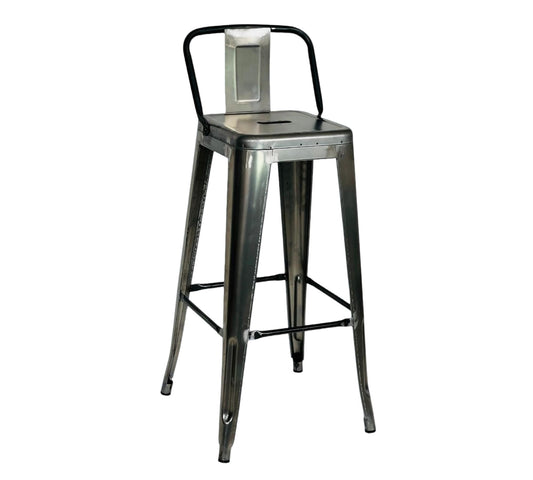 TABURETE METALICO TOLIX CON ESPALDAR SIN PINTURA x4 unidades