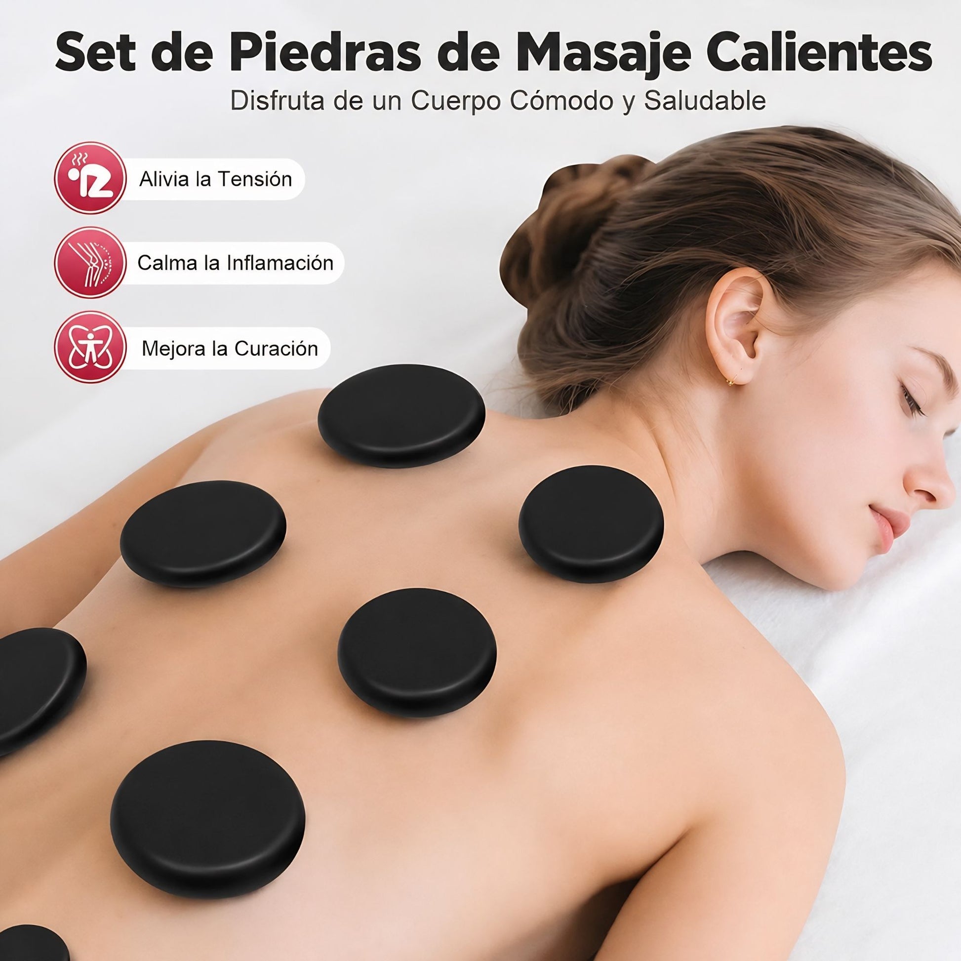 Kit de masaje con piedras calientes para espalda, piernas y descanso corporal