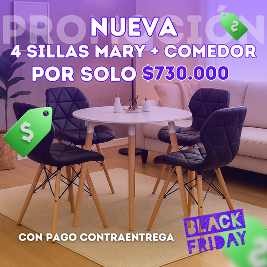 Comedor Minimalista Redonda ( 3 soportes) con silla Mariposa
