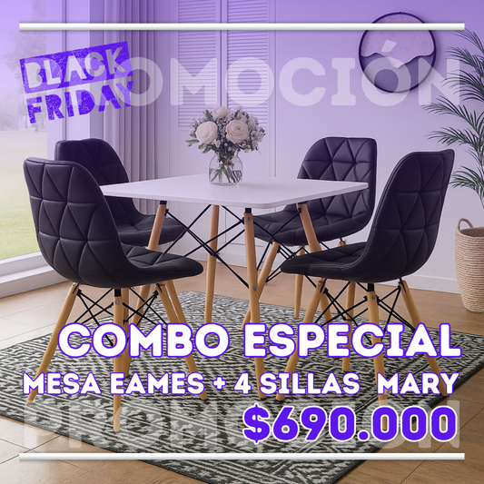 Comedor Minimalista Cuadrado con silla Mariposa