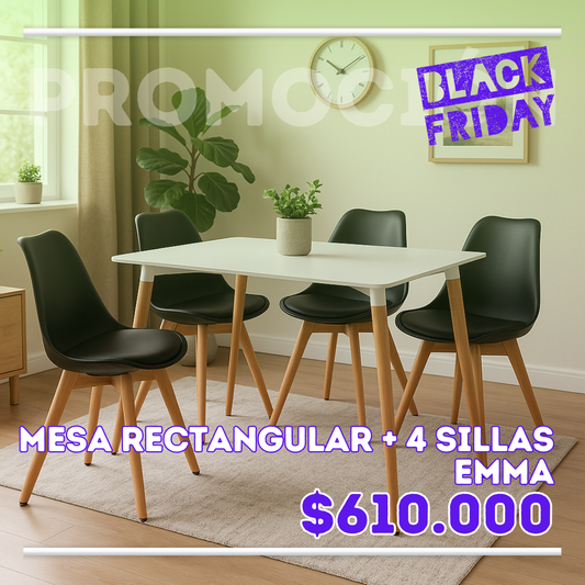 Comedor Minimalista Rectangular con silla Emma