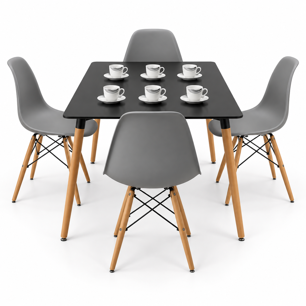 Comedor Rectangular de 4 Puestos con Sillas Eames y Set de Pocillos Gratis