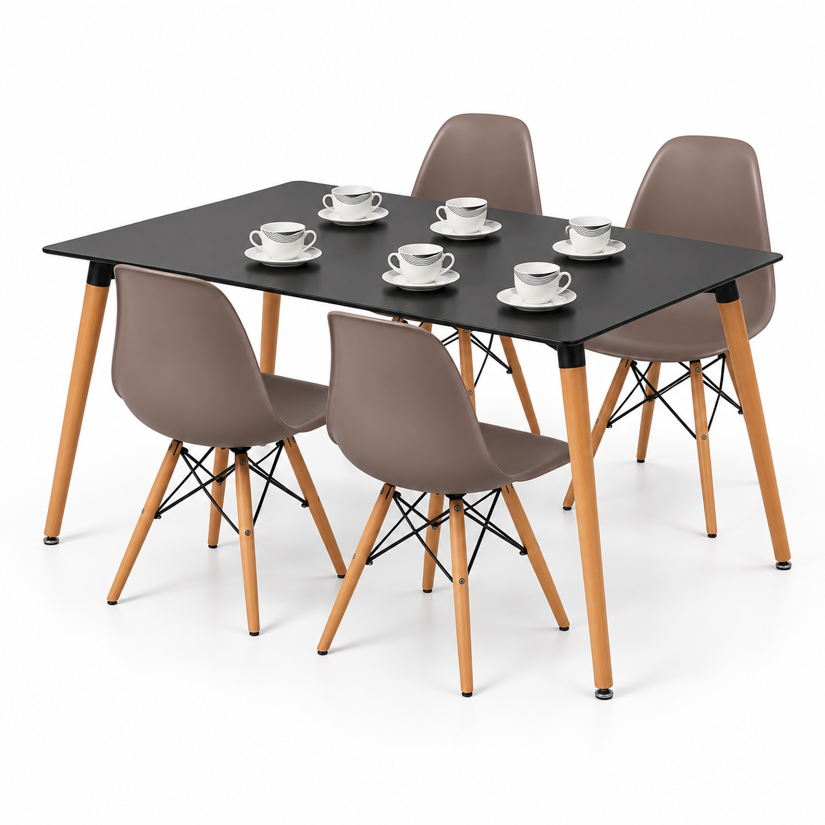Comedor Rectangular de 4 Puestos con Sillas Eames y Set de Pocillos Gratis