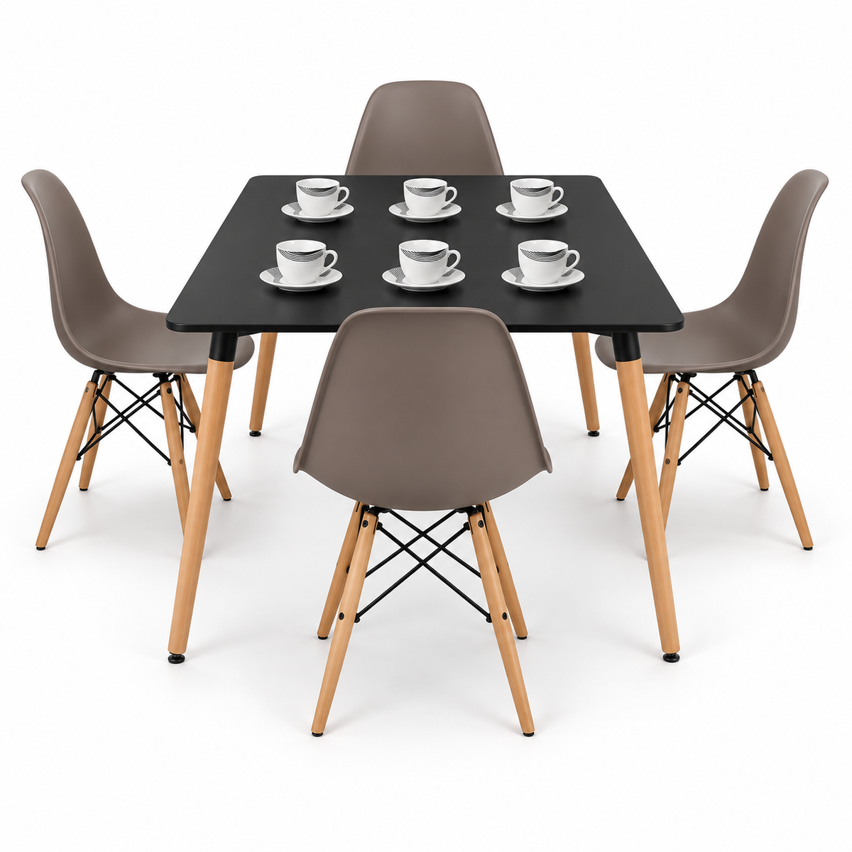Comedor Rectangular de 4 Puestos con Sillas Eames y Set de Pocillos Gratis