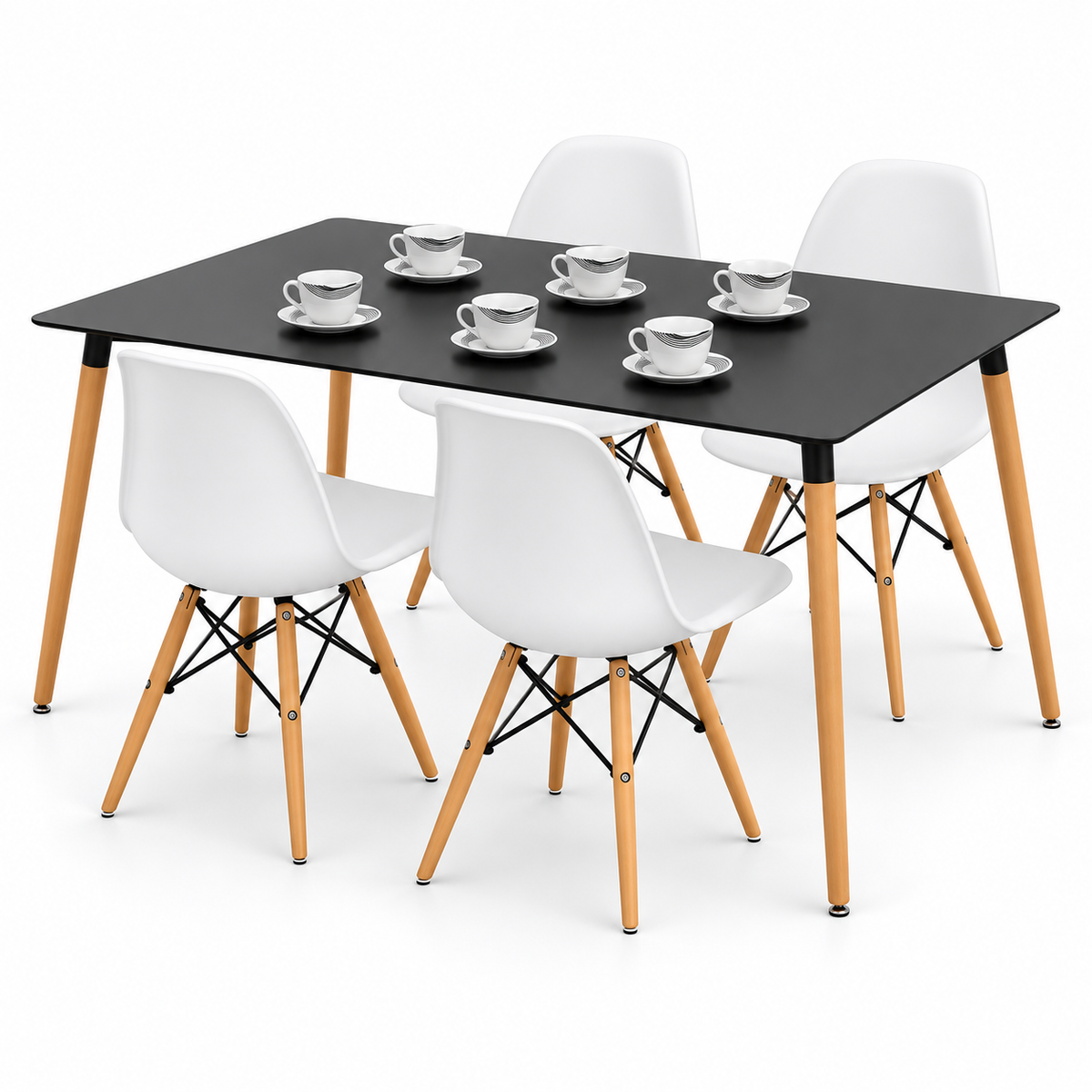 Comedor Rectangular de 4 Puestos con Sillas Eames y Set de Pocillos Gratis