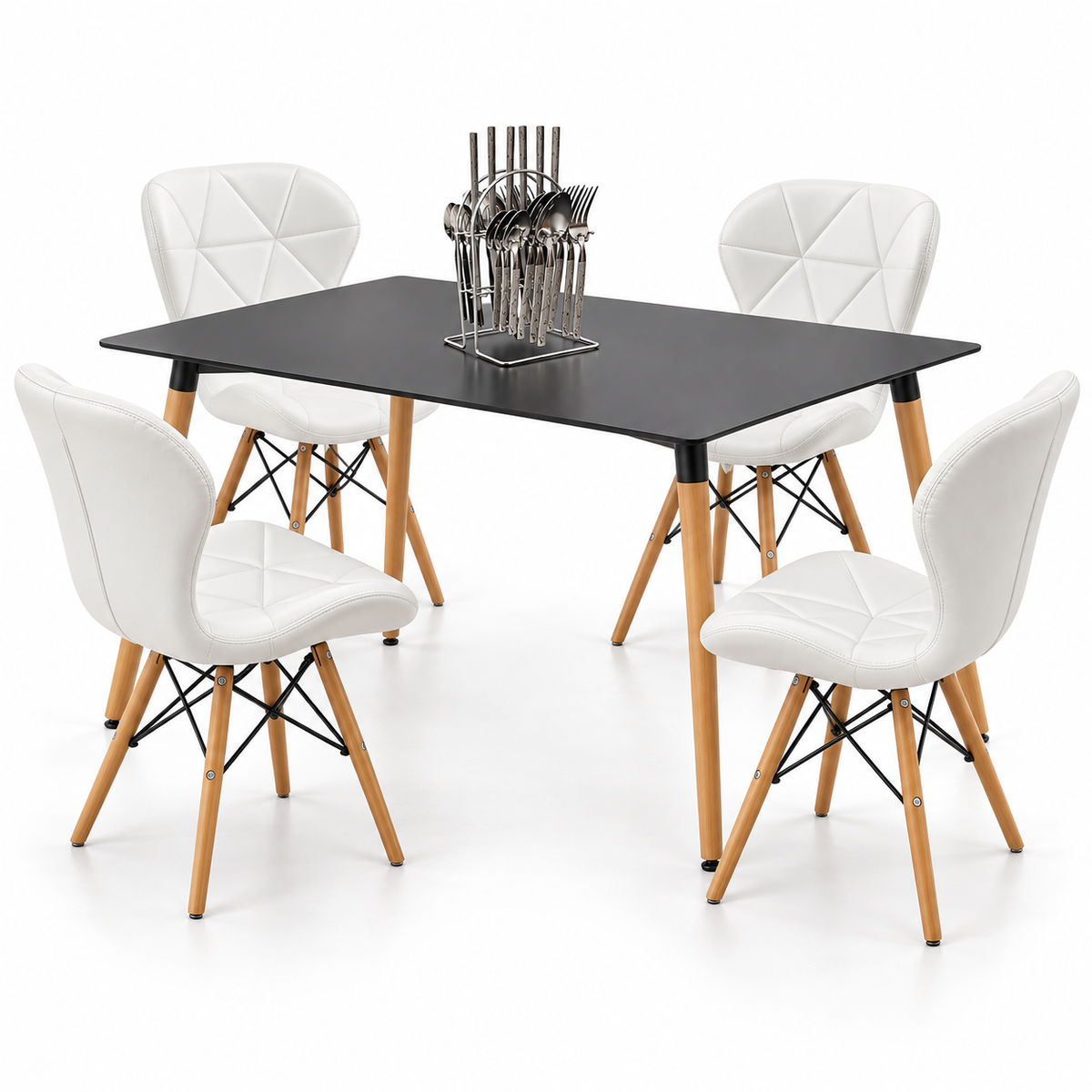 Comedor Rectangular de 4 Puestos con Sillas Mariposa y Set de Cubiertos Gratis