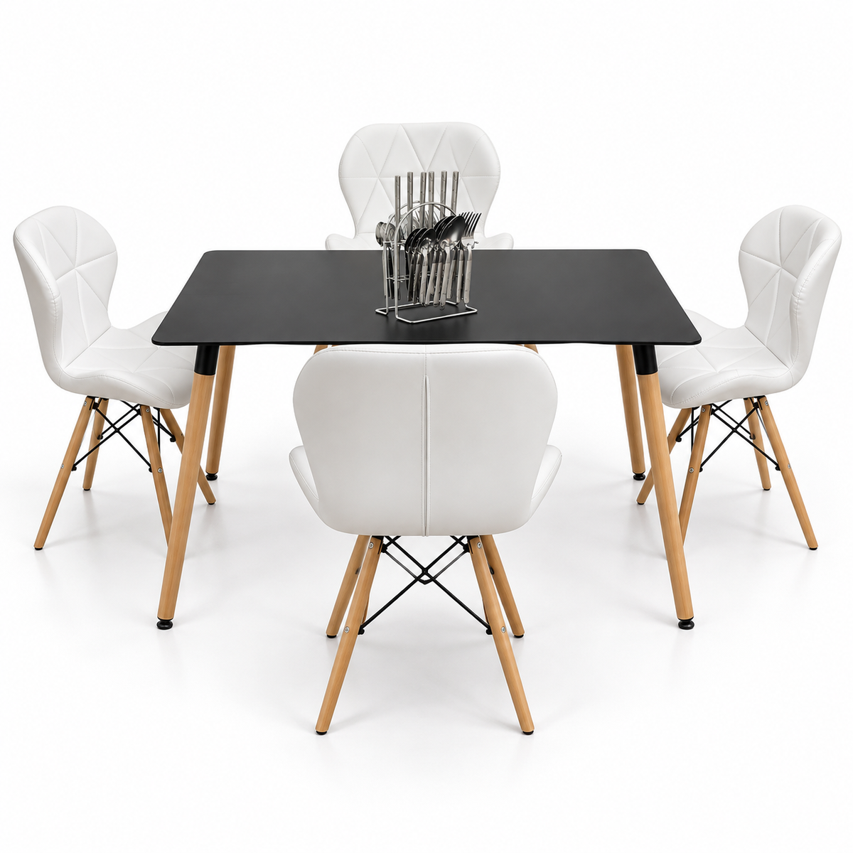 Comedor Rectangular de 4 Puestos con Sillas Mariposa y Set de Cubiertos Gratis