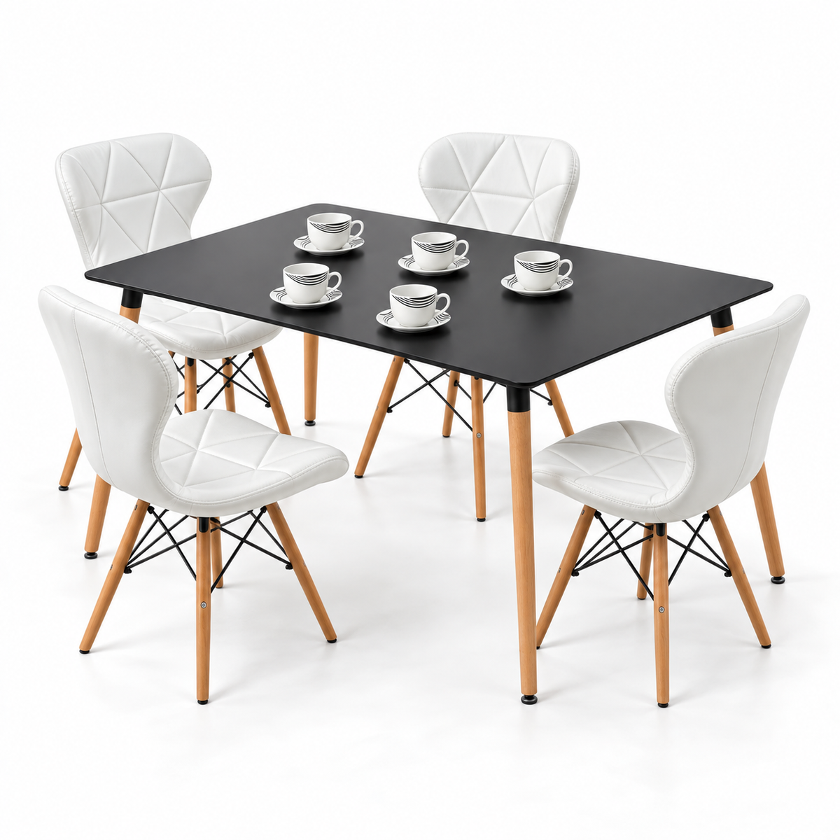 Comedor Rectangular de 4 Puestos con Sillas Mariposa Estándar y Pocillos Gratis