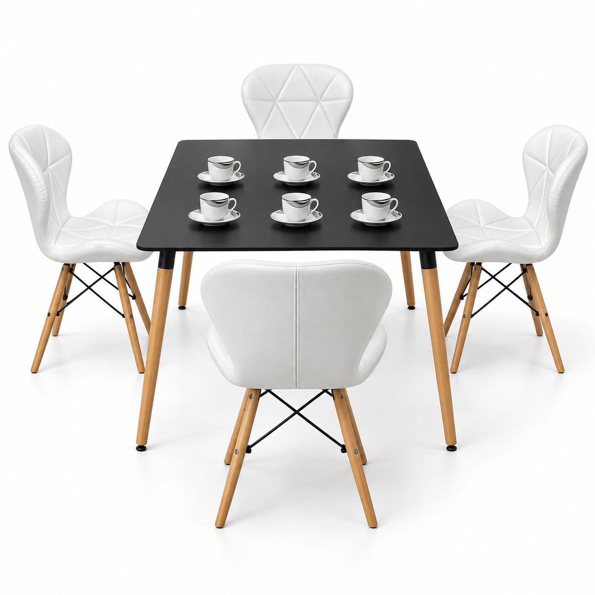 Comedor Rectangular de 4 Puestos con Sillas Mariposa Estándar y Pocillos Gratis