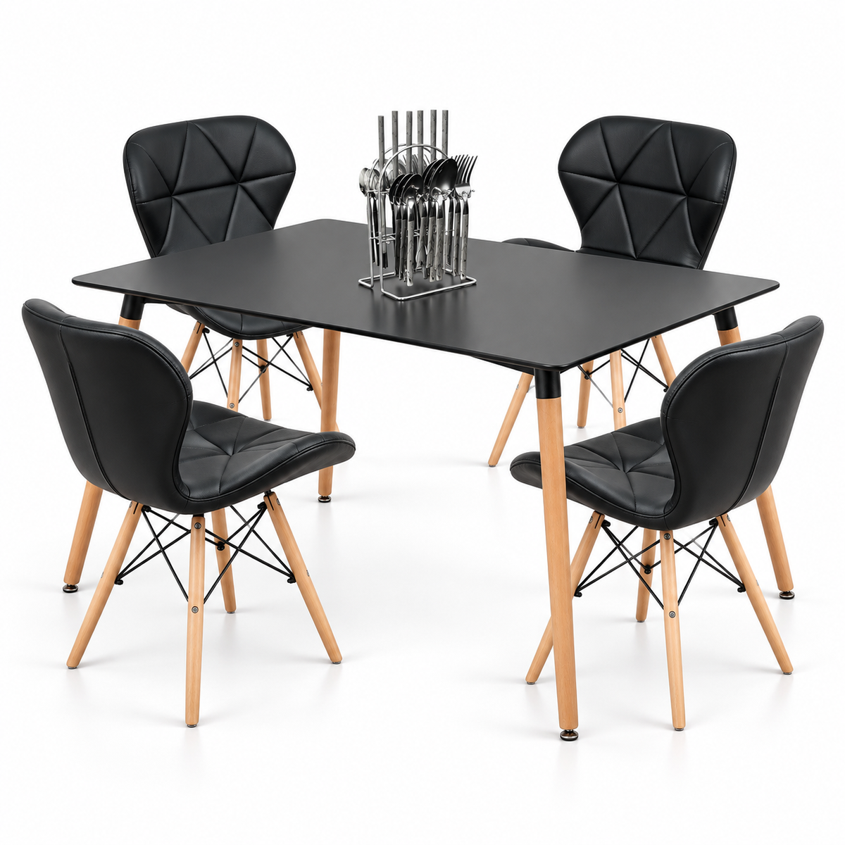 Comedor Rectangular de 4 Puestos con Sillas Mariposa y Set de Cubiertos Gratis