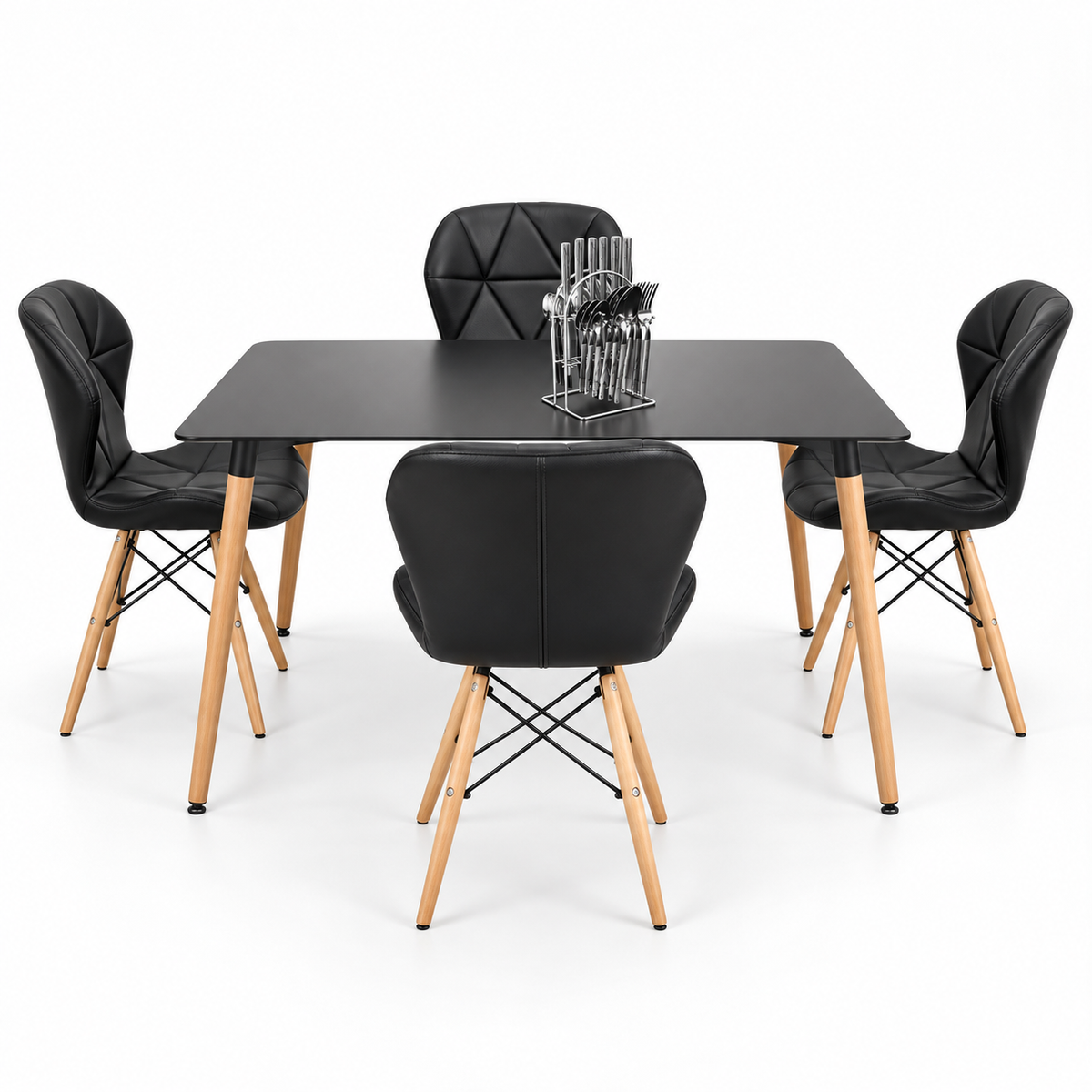 Comedor Rectangular de 4 Puestos con Sillas Mariposa y Set de Cubiertos Gratis