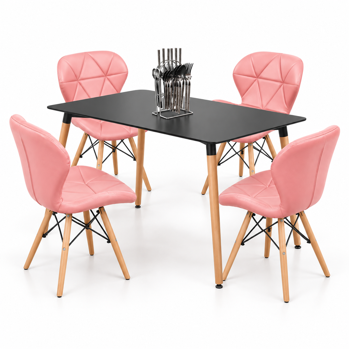 Comedor Rectangular de 4 Puestos con Sillas Mariposa y Set de Cubiertos Gratis
