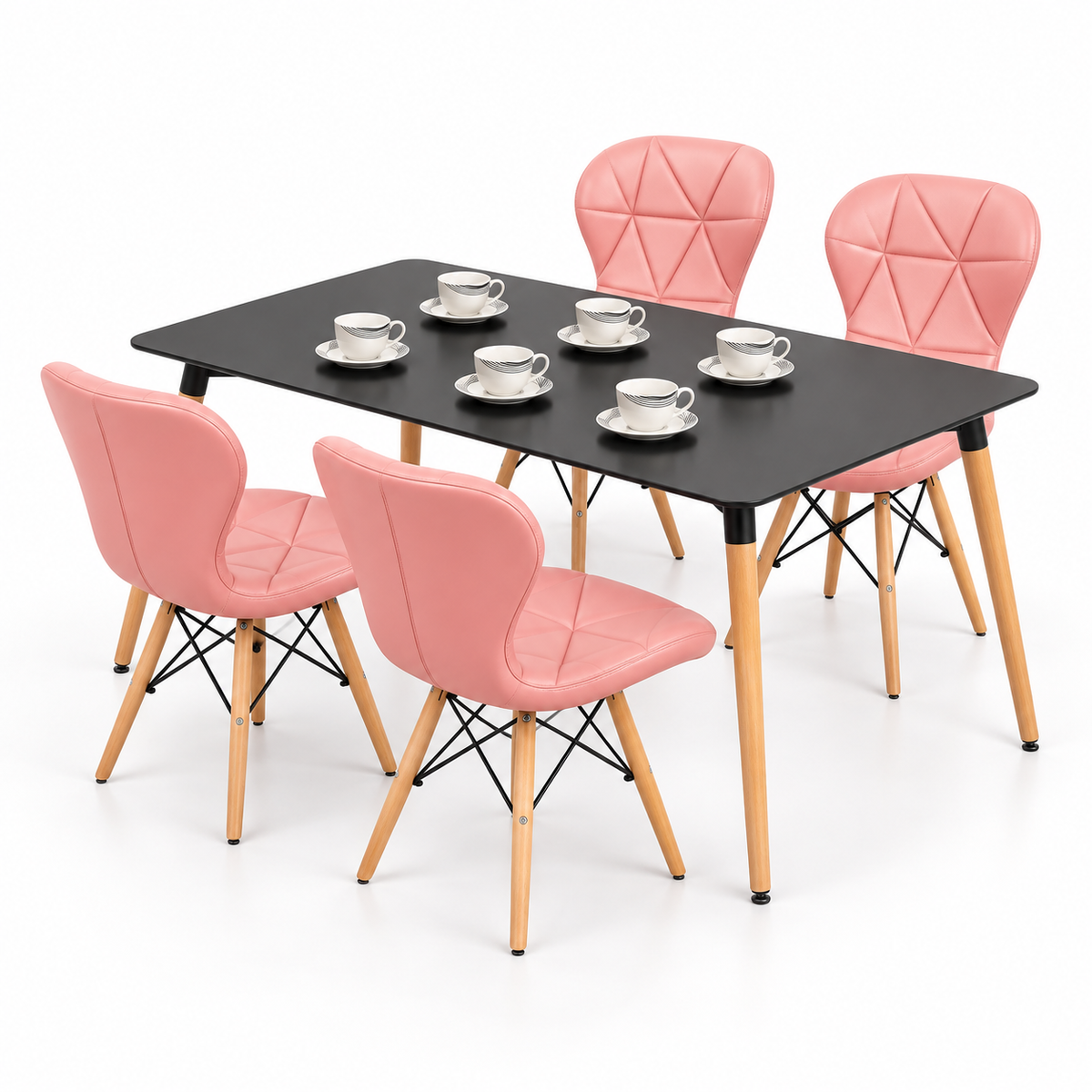 Comedor Rectangular de 4 Puestos con Sillas Mariposa Estándar y Pocillos Gratis