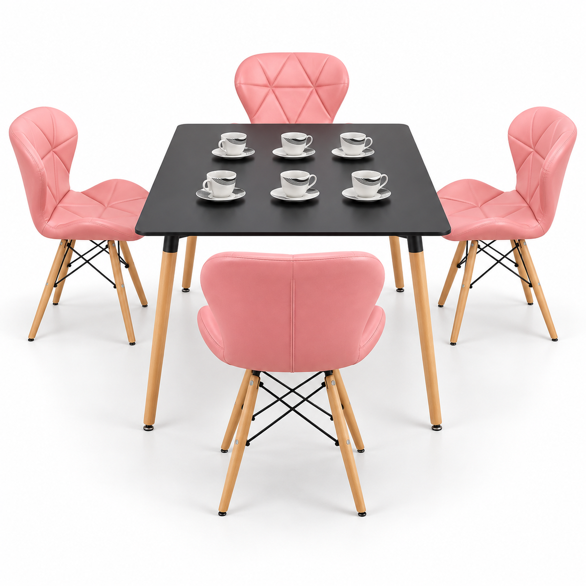 Comedor Rectangular de 4 Puestos con Sillas Mariposa Estándar y Pocillos Gratis