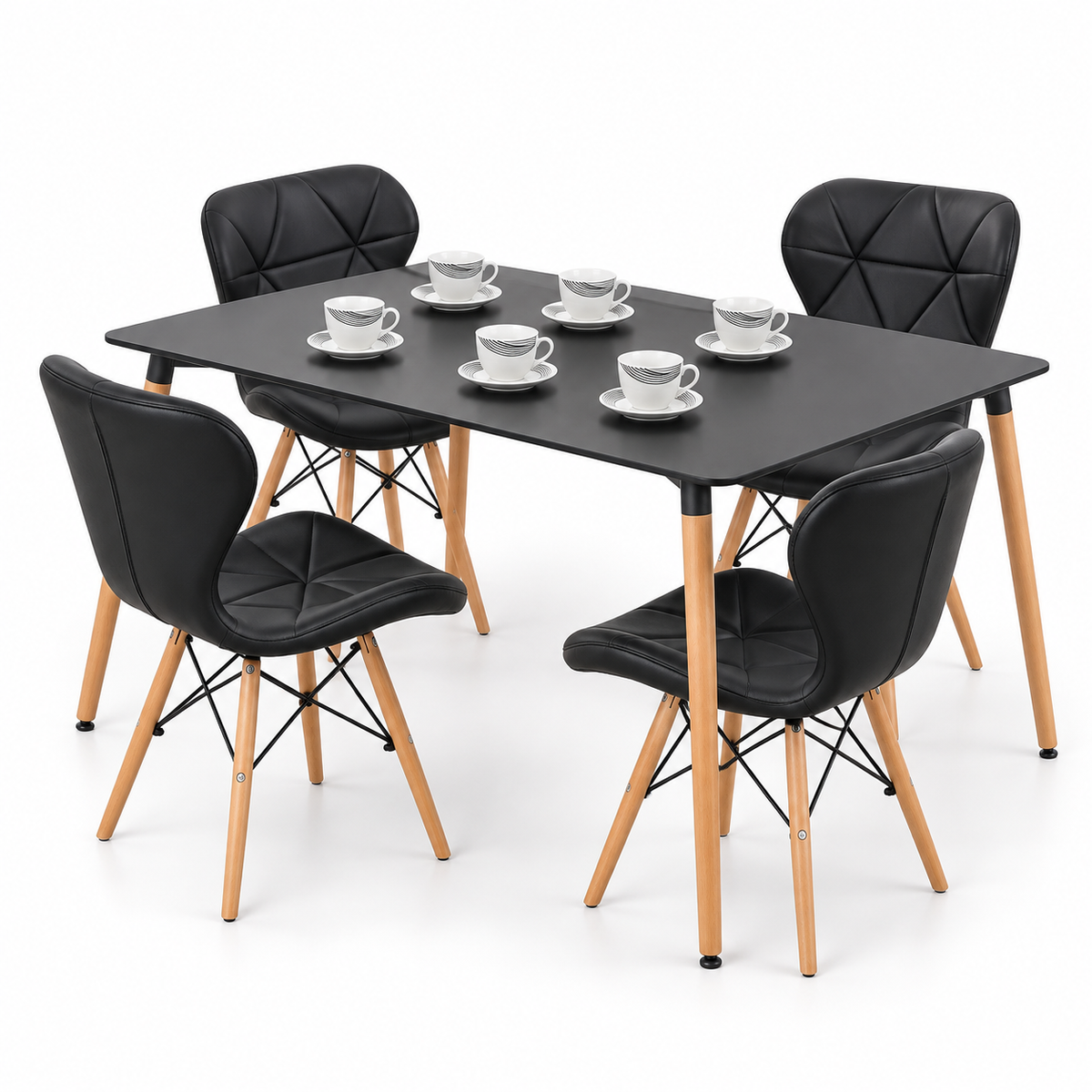 Comedor Rectangular de 4 Puestos con Sillas Mariposa Estándar y Pocillos Gratis