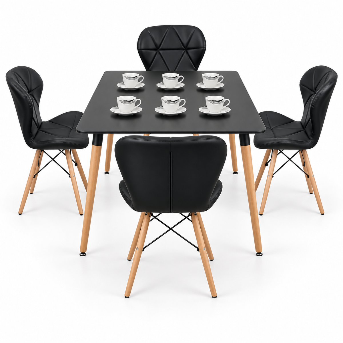 Comedor Rectangular de 4 Puestos con Sillas Mariposa Estándar y Pocillos Gratis