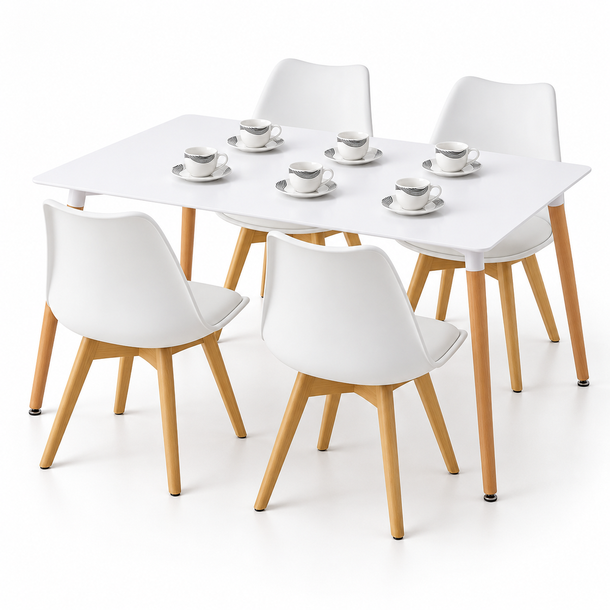 Comedor Rectangular de 4 Puestos con Sillas Emma Estándar y Set de Pocillos Gratis