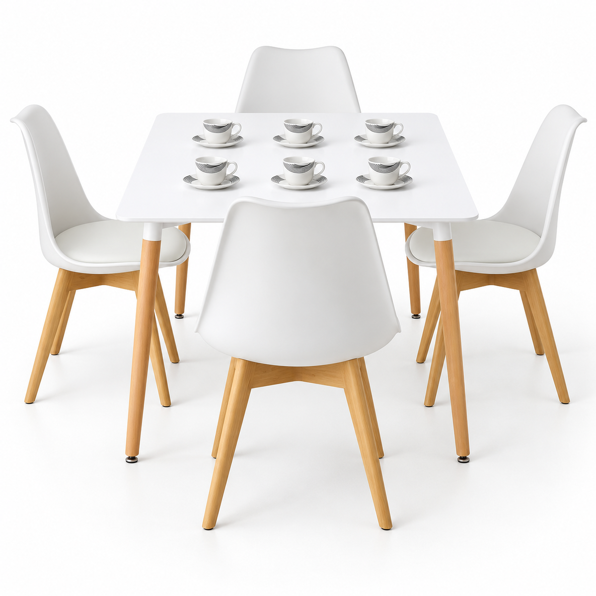 Comedor Rectangular de 4 Puestos con Sillas Emma Estándar y Set de Pocillos Gratis