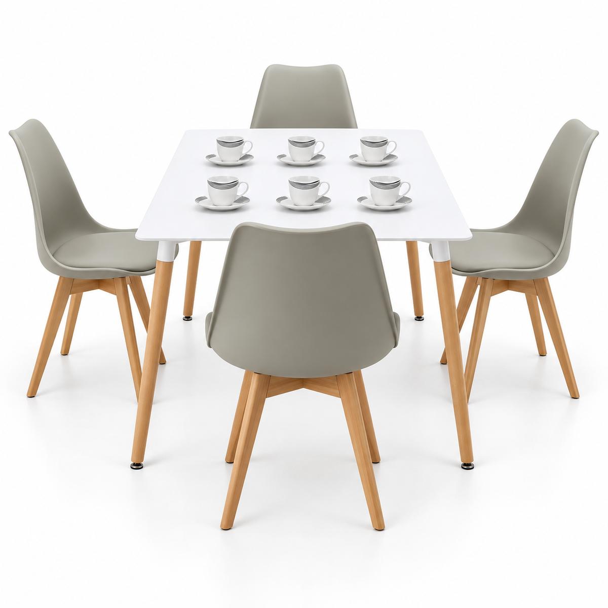 Comedor Rectangular de 4 Puestos con Sillas Emma Estándar y Set de Pocillos Gratis