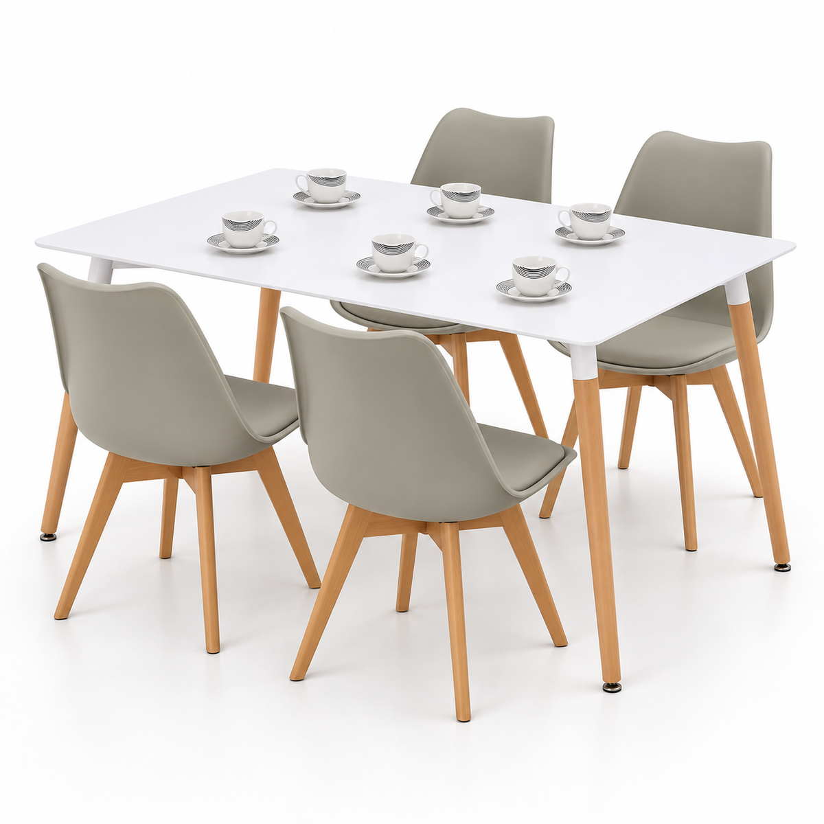 Comedor Rectangular de 4 Puestos con Sillas Emma Estándar y Set de Pocillos Gratis