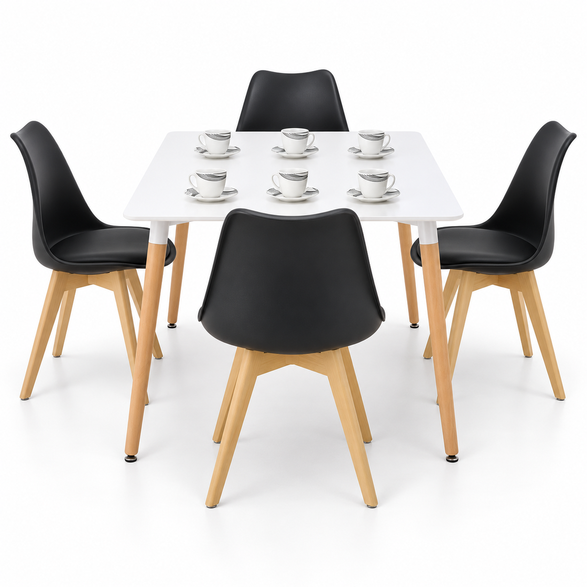 Comedor Rectangular de 4 Puestos con Sillas Emma Estándar y Set de Pocillos Gratis