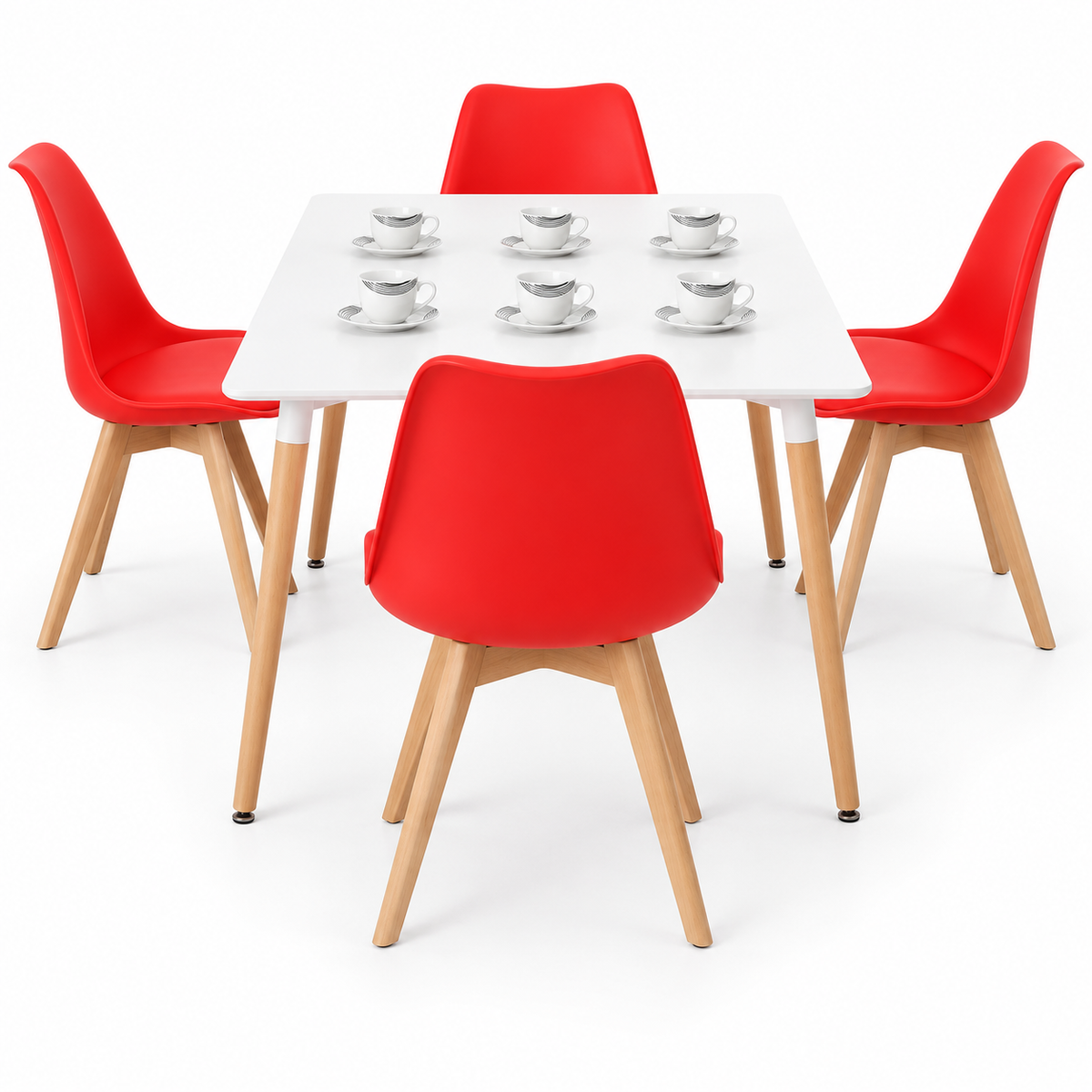 Comedor Rectangular de 4 Puestos con Sillas Emma Estándar y Set de Pocillos Gratis