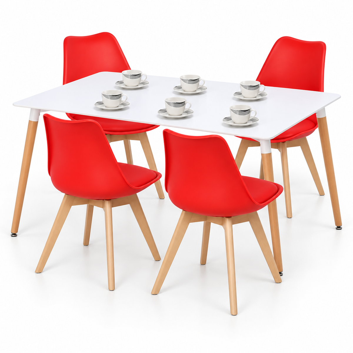Comedor Rectangular de 4 Puestos con Sillas Emma Estándar y Set de Pocillos Gratis