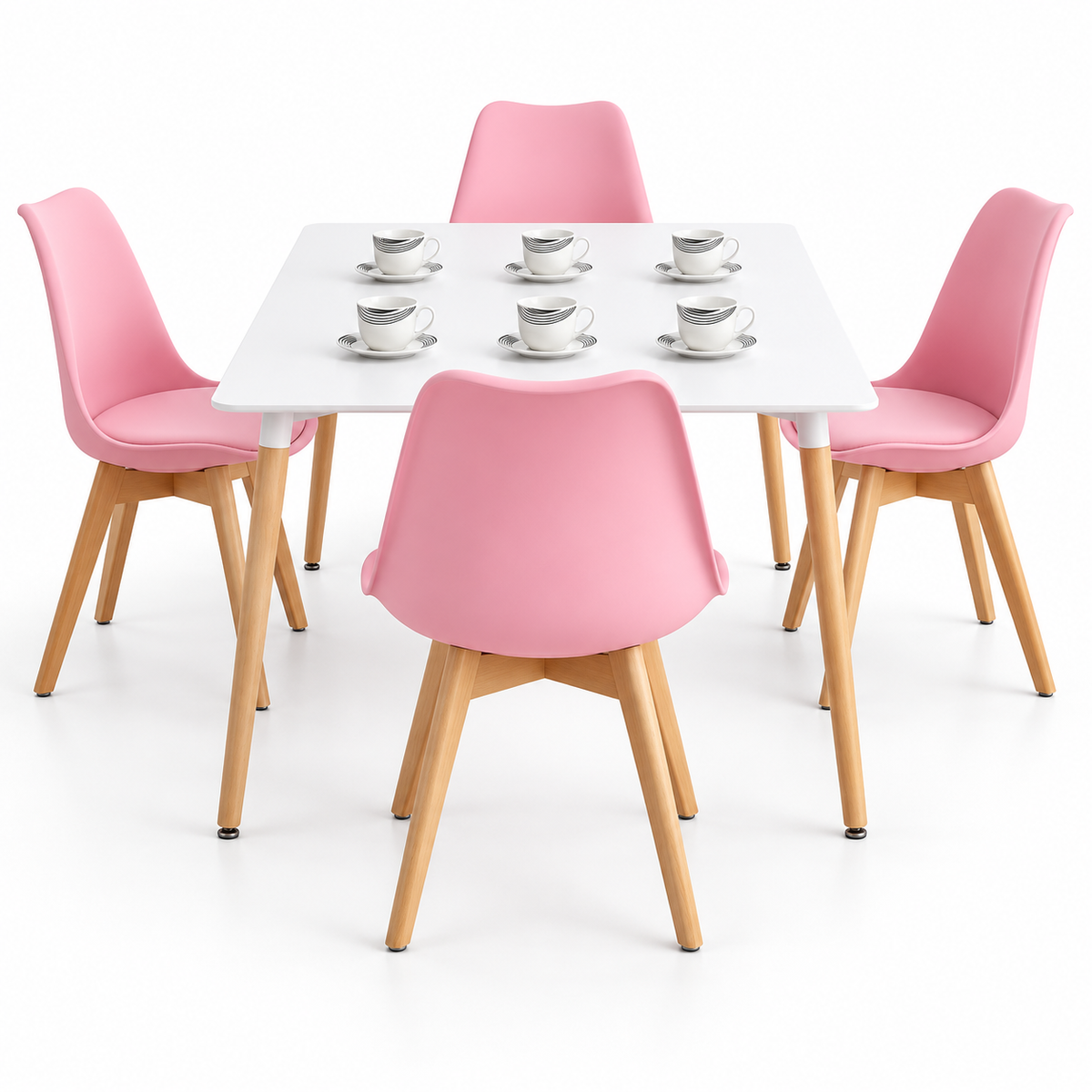 Comedor Rectangular de 4 Puestos con Sillas Emma Estándar y Set de Pocillos Gratis
