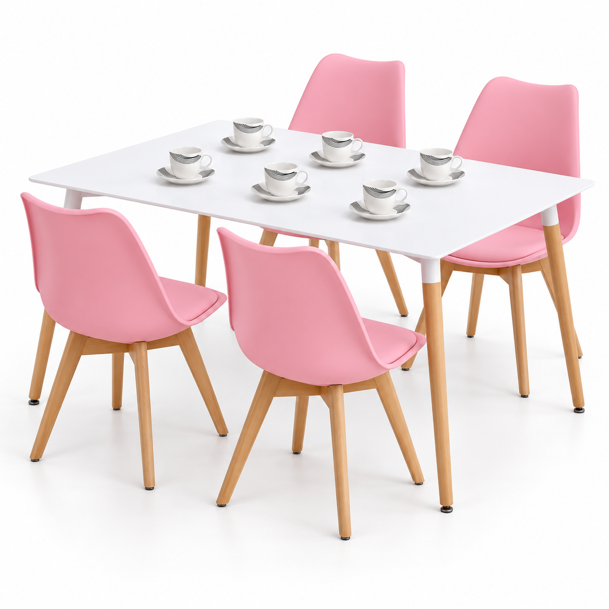 Comedor Rectangular de 4 Puestos con Sillas Emma Estándar y Set de Pocillos Gratis