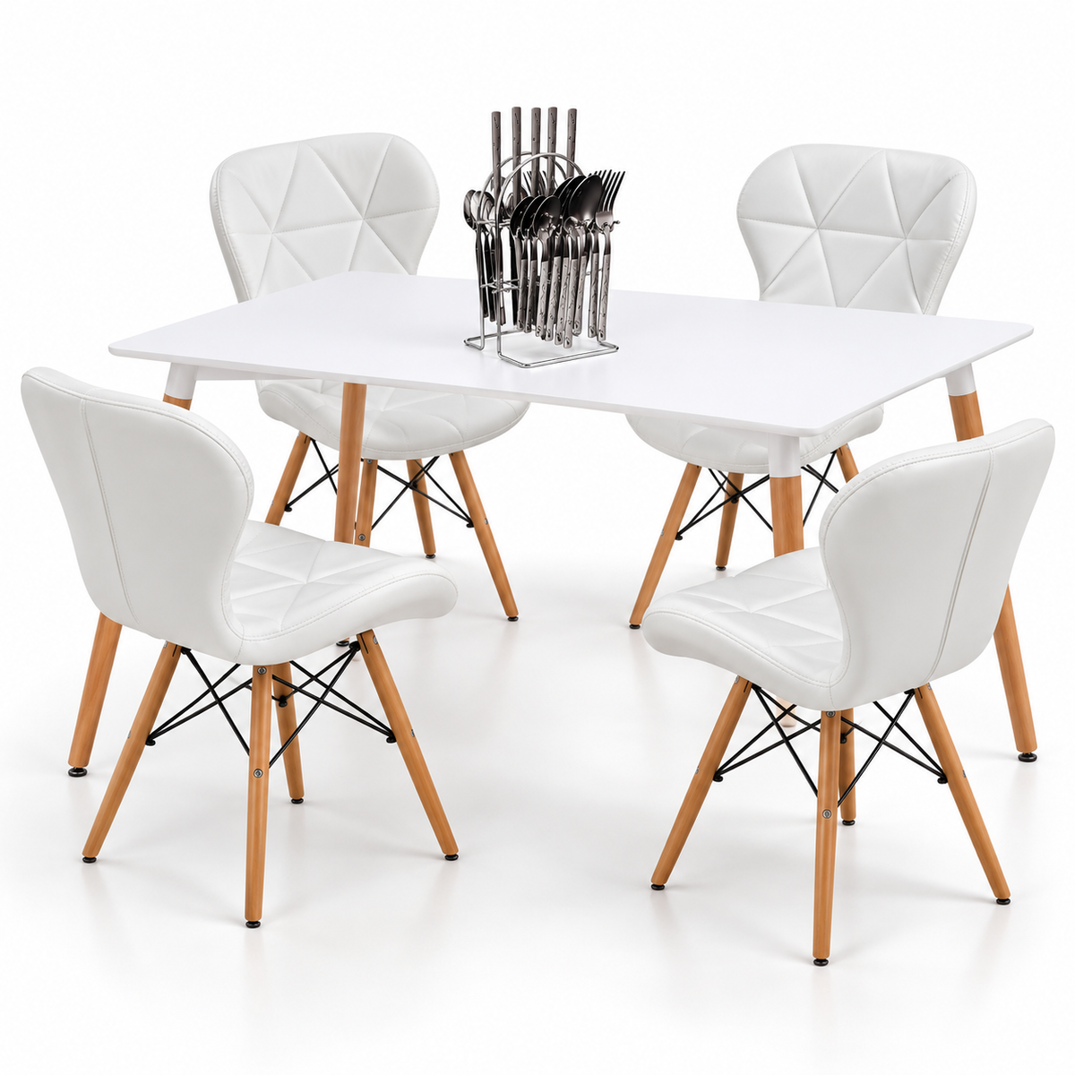 Comedor Rectangular de 4 Puestos con Sillas Mariposa y Set de Cubiertos Gratis