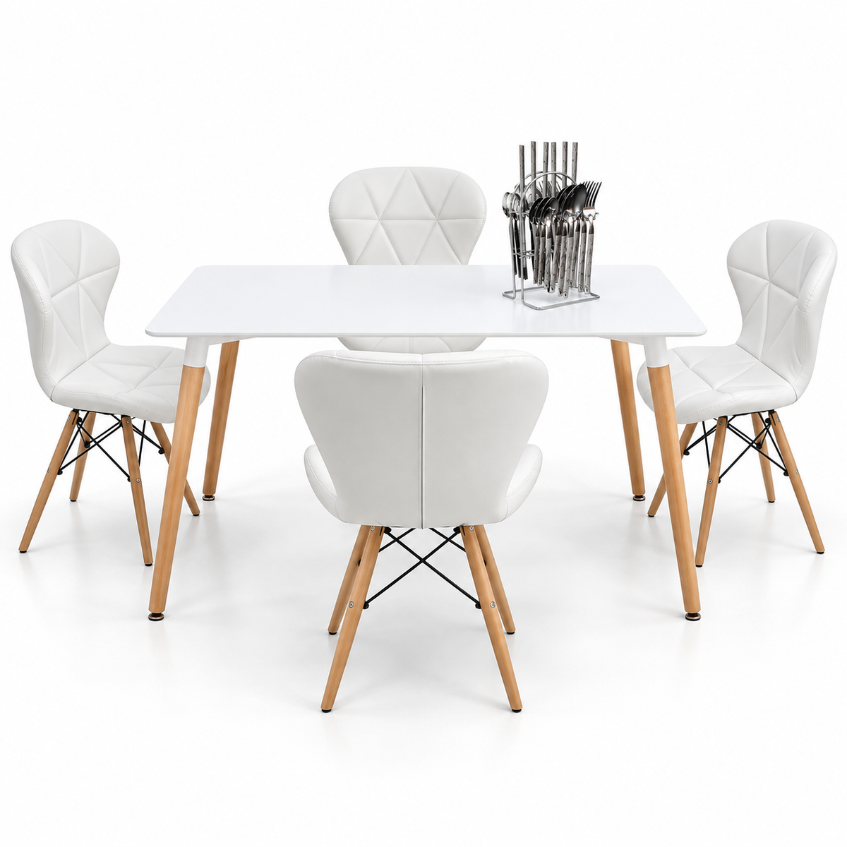 Comedor Rectangular de 4 Puestos con Sillas Mariposa y Set de Cubiertos Gratis