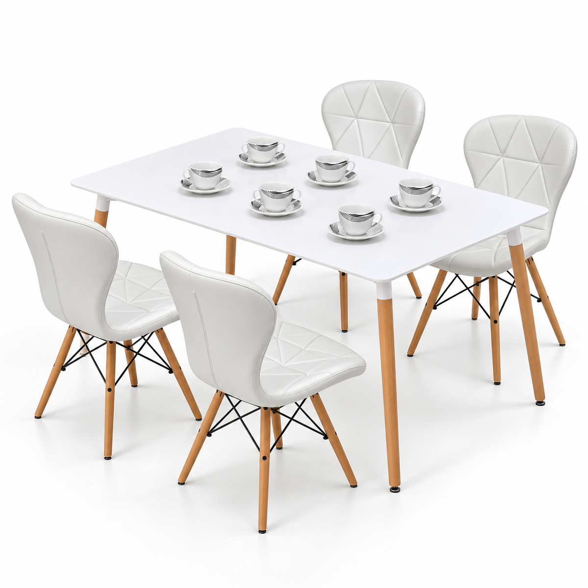 Comedor Rectangular de 4 Puestos con Sillas Mariposa Estándar y Pocillos Gratis