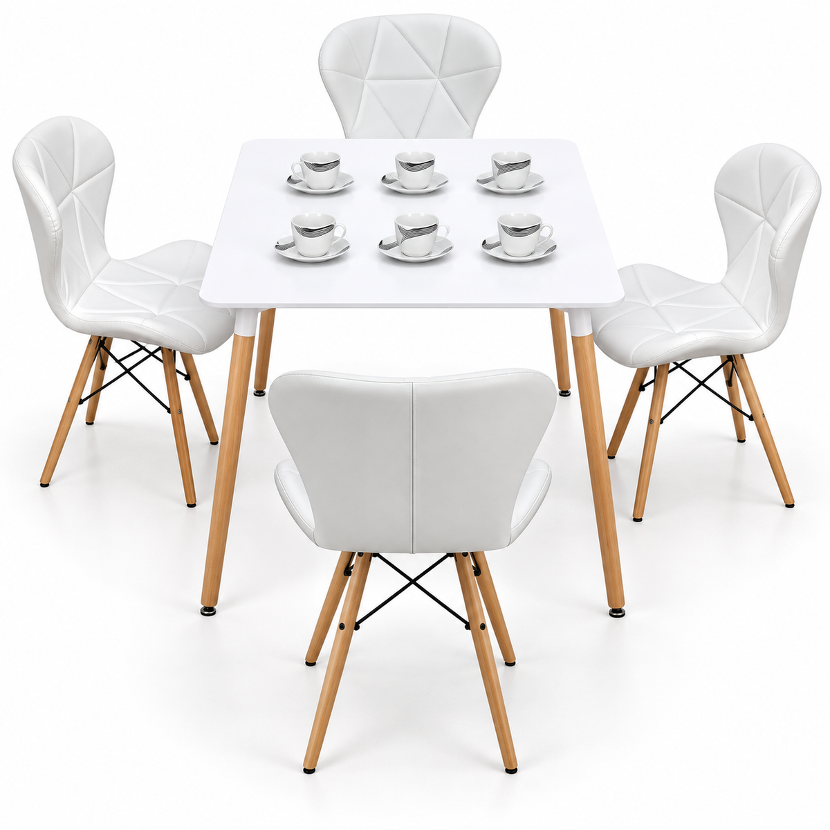 Comedor Rectangular de 4 Puestos con Sillas Mariposa Estándar y Pocillos Gratis