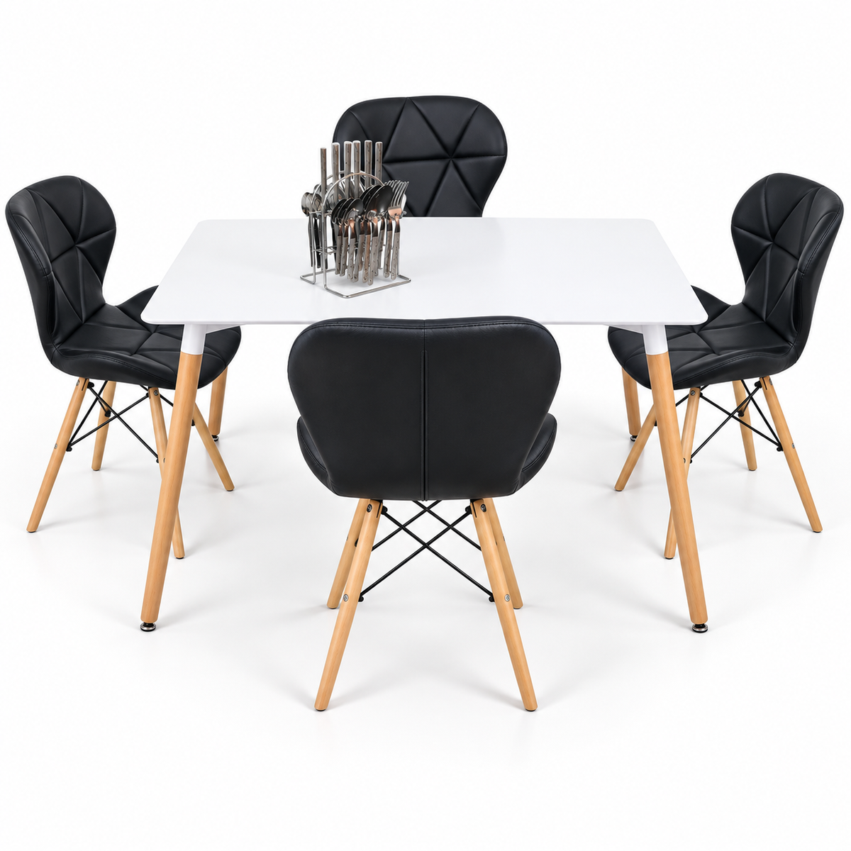 Comedor Rectangular de 4 Puestos con Sillas Mariposa y Set de Cubiertos Gratis