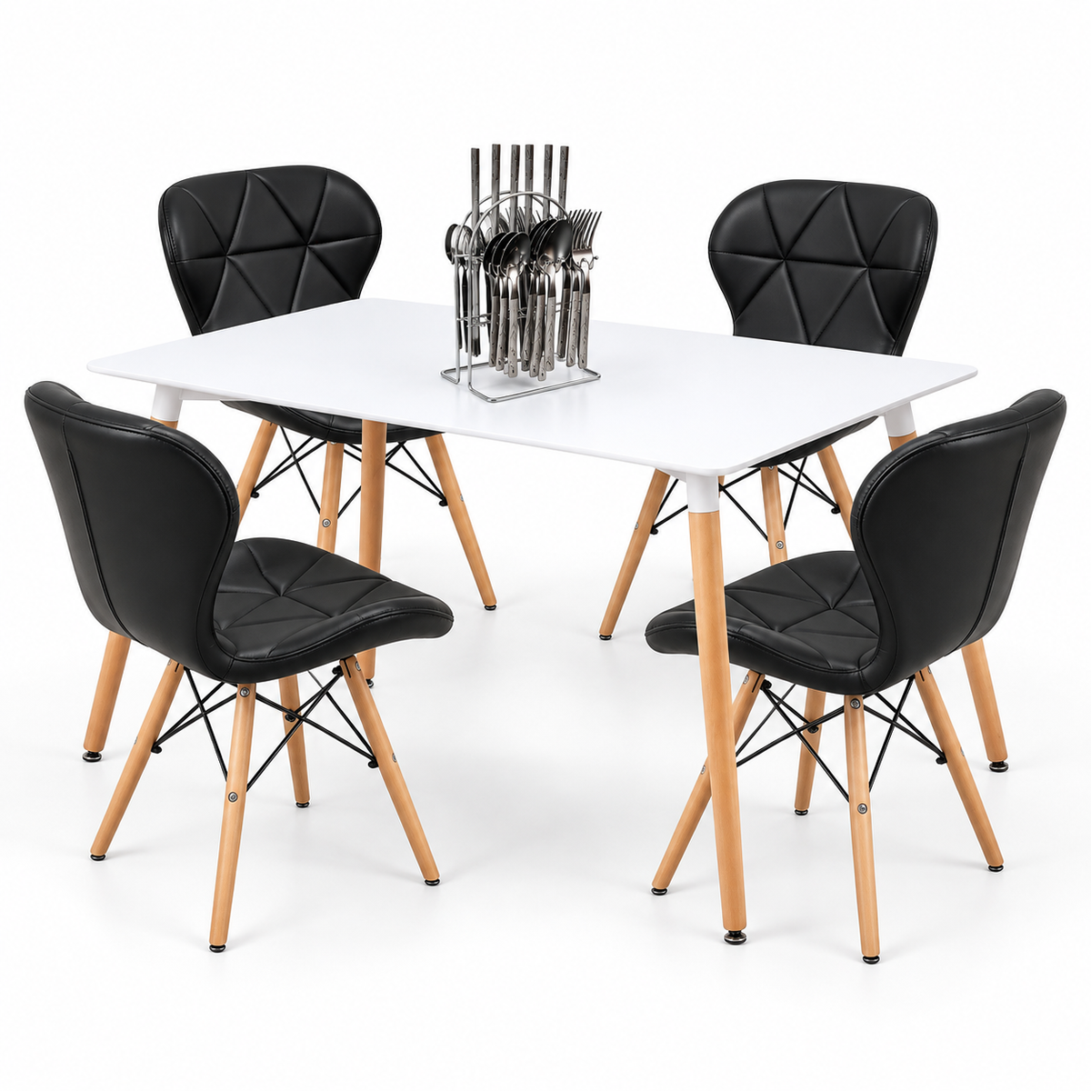 Comedor Rectangular de 4 Puestos con Sillas Mariposa y Set de Cubiertos Gratis