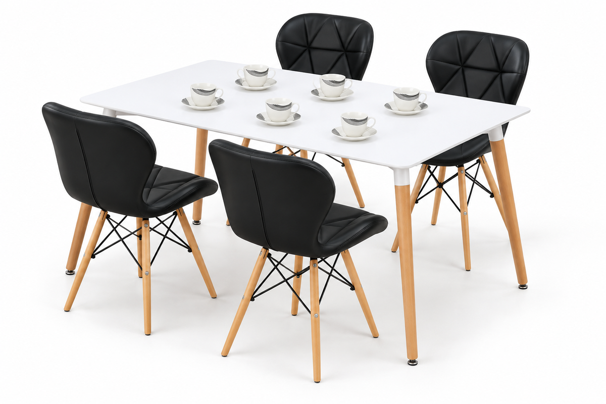 Comedor Rectangular de 4 Puestos con Sillas Mariposa Estándar y Pocillos Gratis