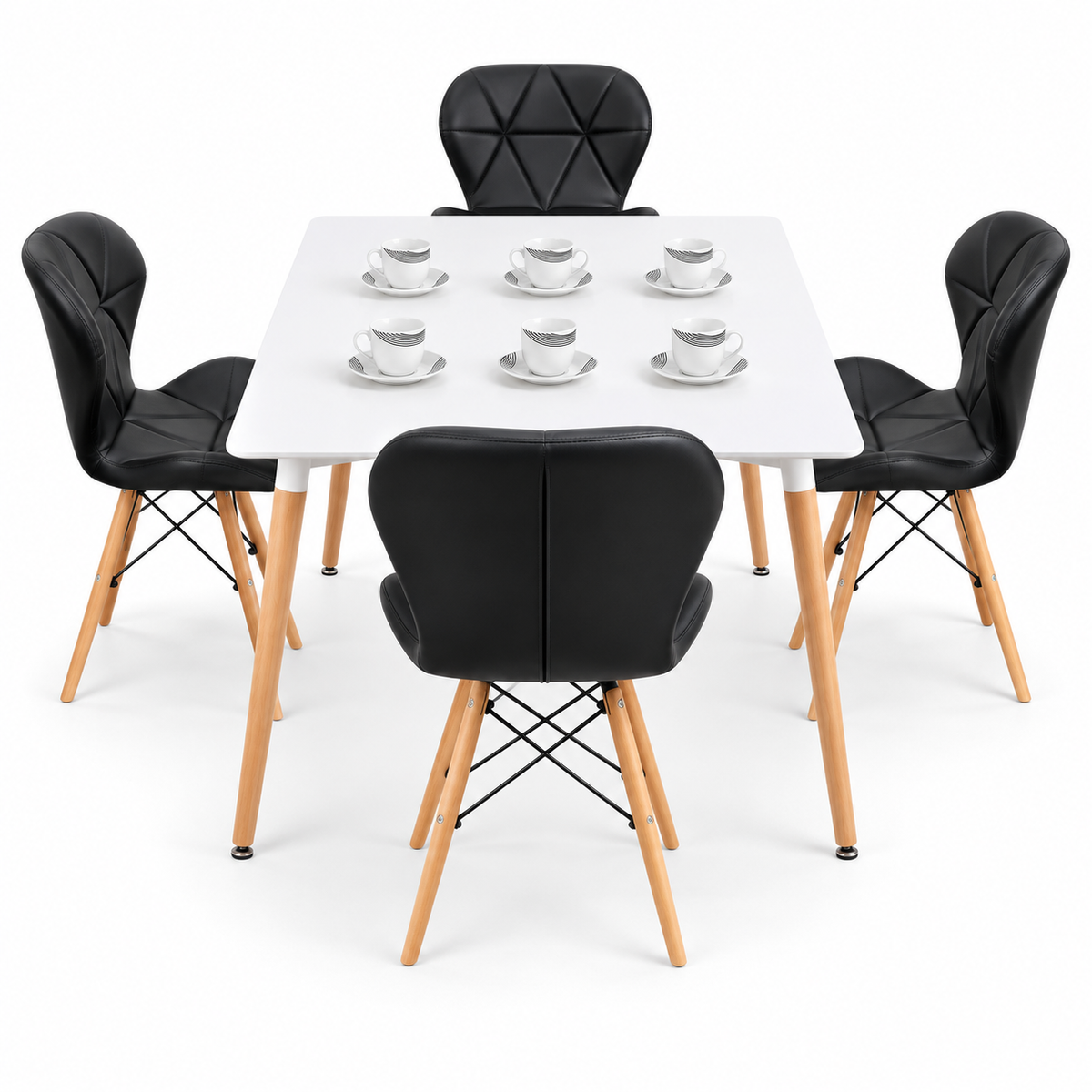 Comedor Rectangular de 4 Puestos con Sillas Mariposa Estándar y Pocillos Gratis
