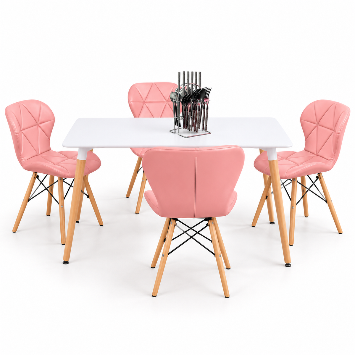Comedor Rectangular de 4 Puestos con Sillas Mariposa y Set de Cubiertos Gratis