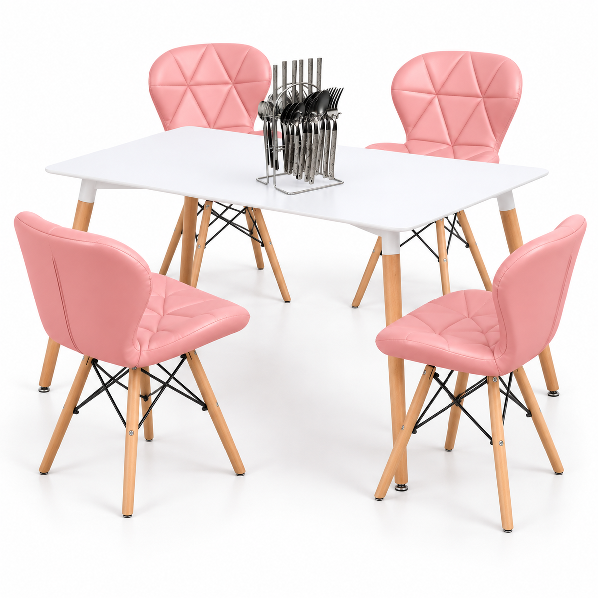 Comedor Rectangular de 4 Puestos con Sillas Mariposa y Set de Cubiertos Gratis