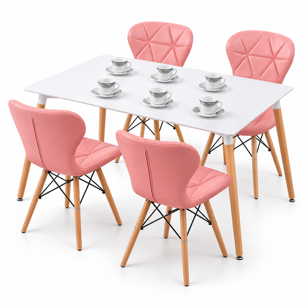 Comedor Rectangular de 4 Puestos con Sillas Mariposa Estándar y Pocillos Gratis