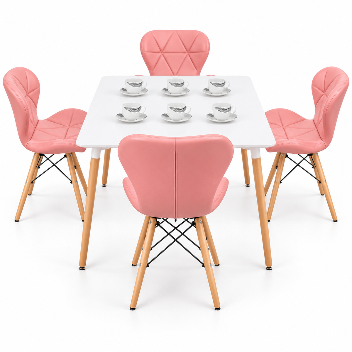 Comedor Rectangular de 4 Puestos con Sillas Mariposa Estándar y Pocillos Gratis