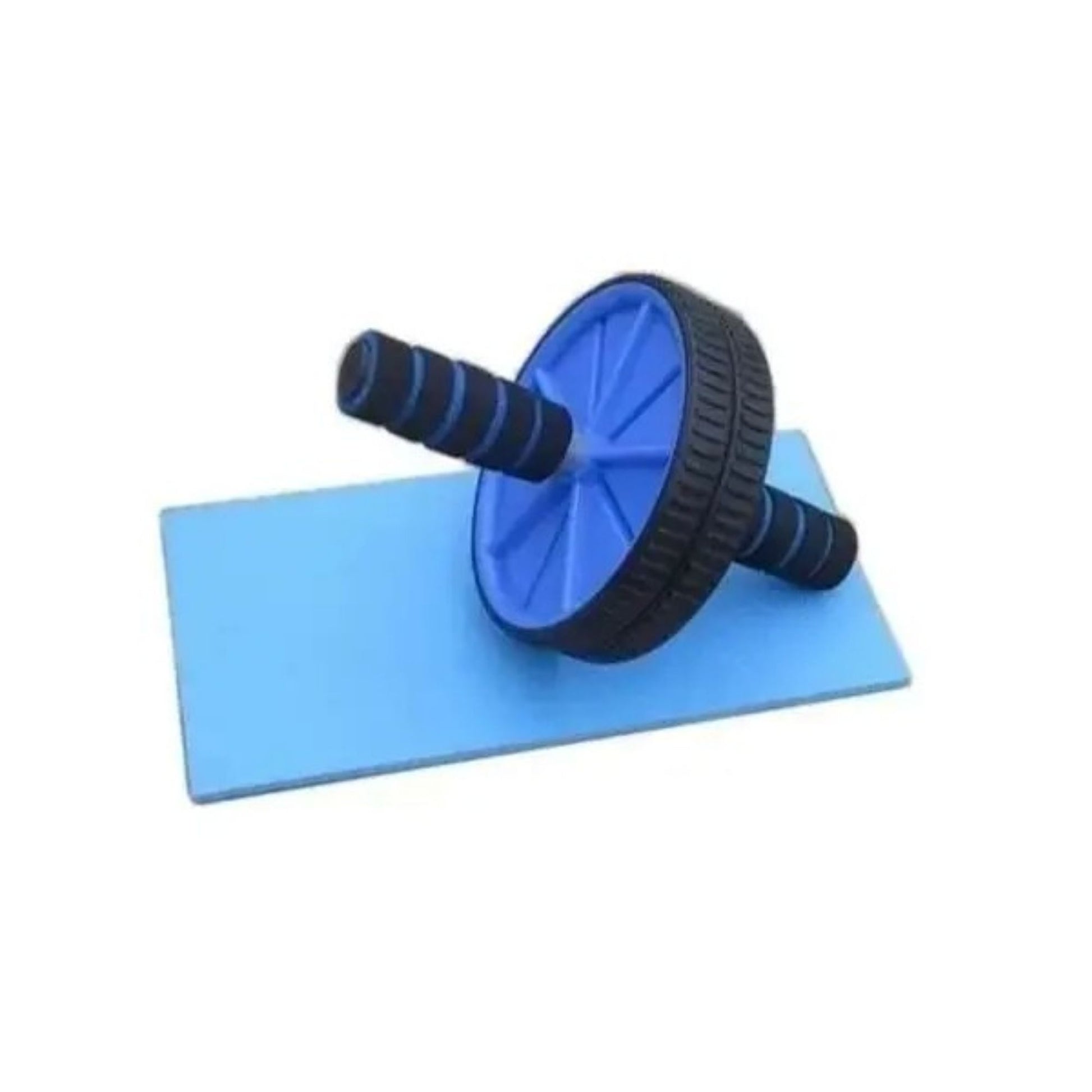 Rueda abdominal azul súper ancha para rutina fitness, gimnasio y entrenamiento funcional