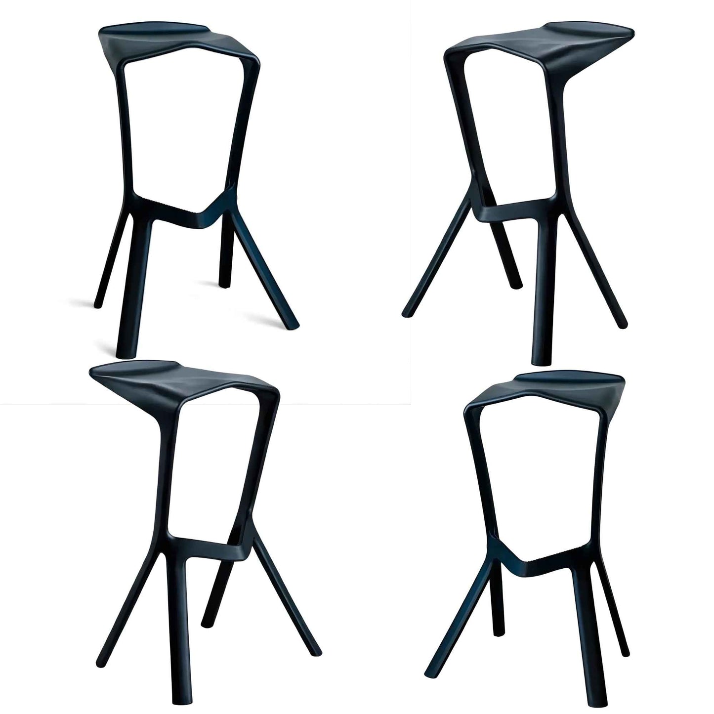 Par de taburetes Miura negros en polipropileno para cocina o bar