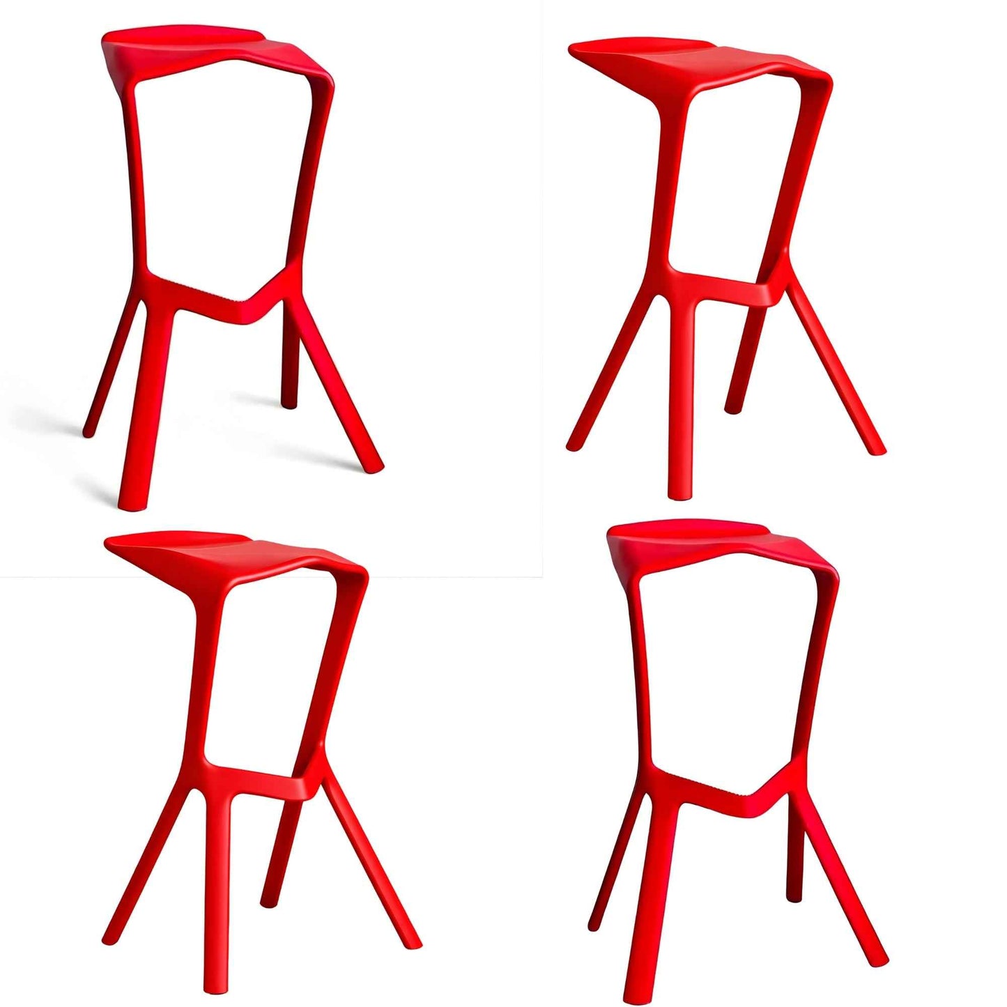 Par de taburetes Miura rojos en polipropileno para bar o restaurante