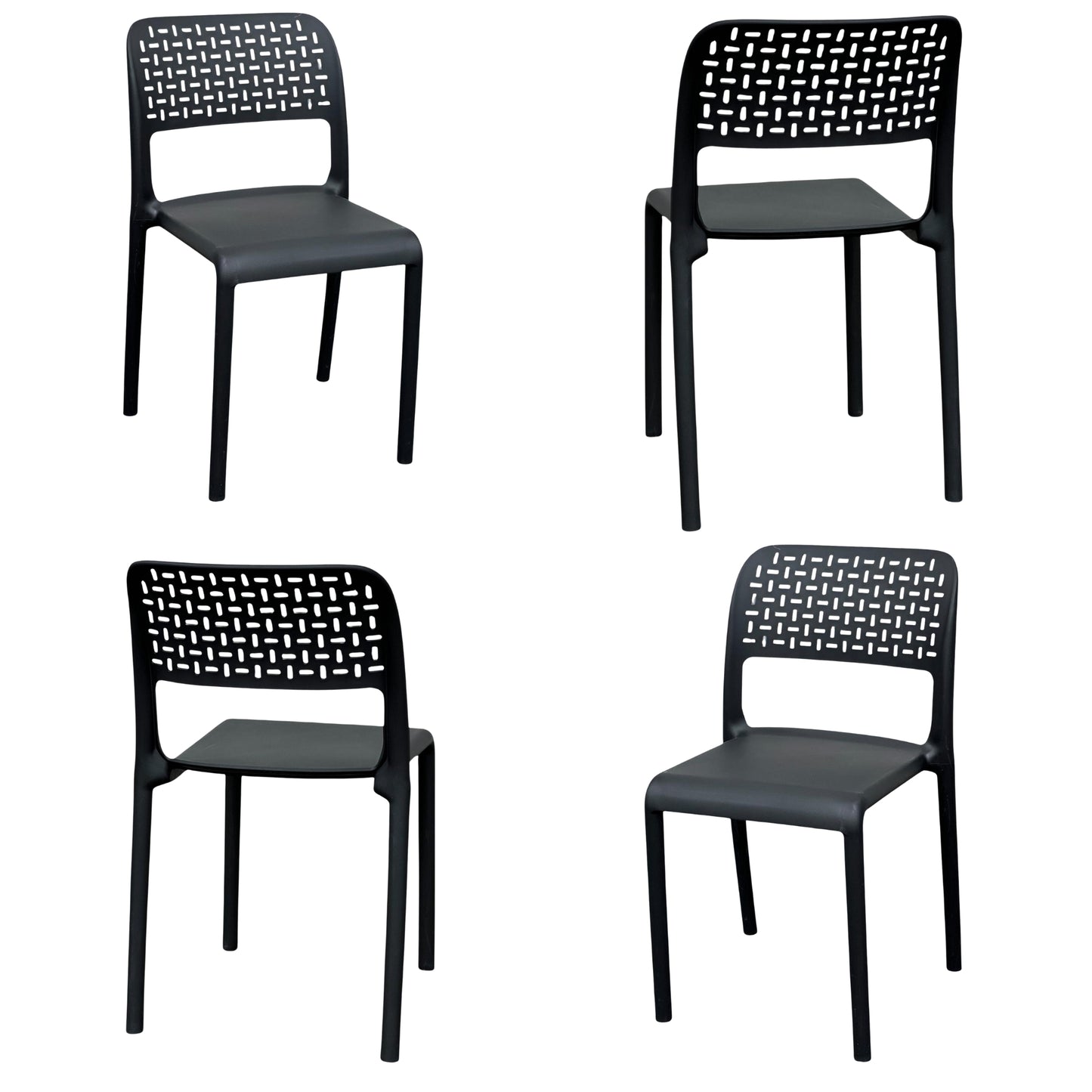 Juego de sillas con respaldo calado para comedor familiar y cafetería