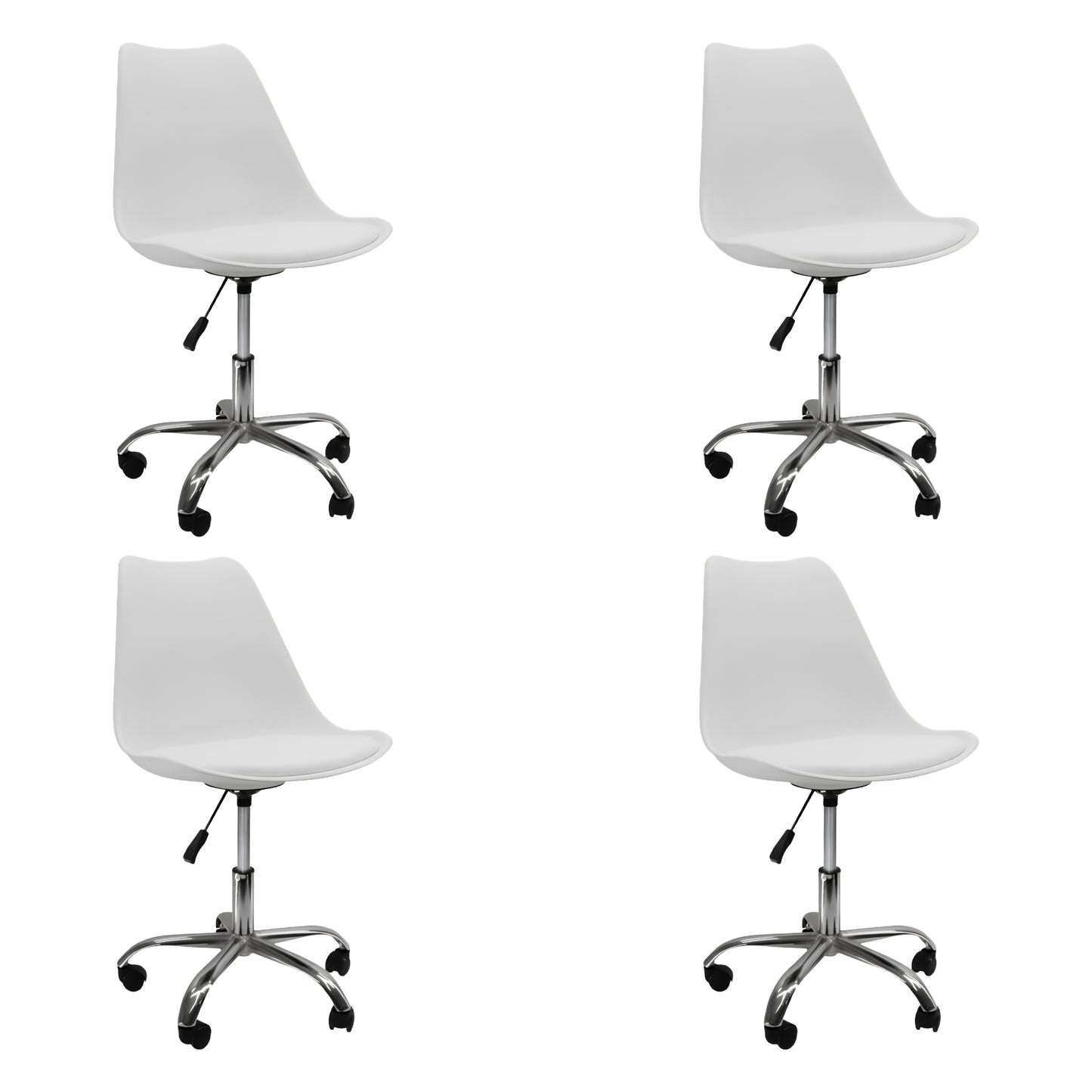 Set de sillas Eames blancas ajustables para escritorio y espacios de trabajo