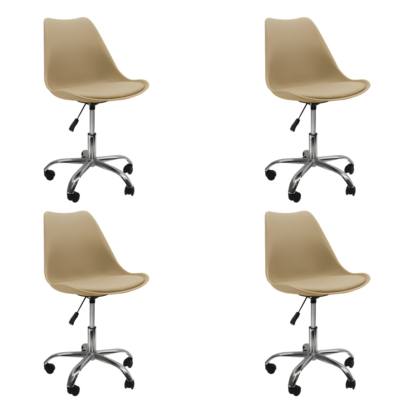 Set de sillas Eames con ruedas para escritorio, trabajo y espacios modernos